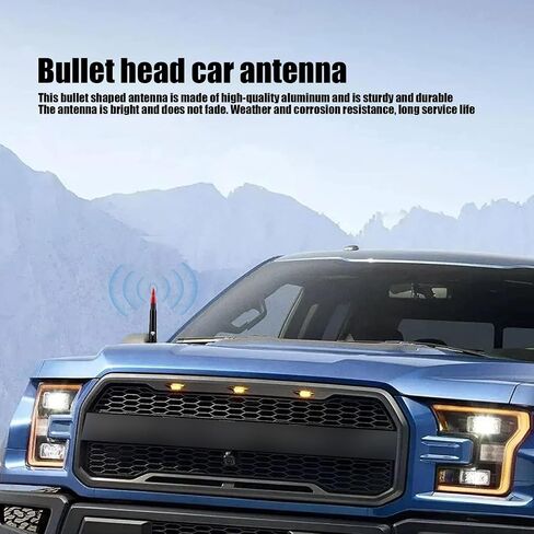 GKmow 1 PC Car Truck Bullet Antenna، تصميم جمجمة هوائي عالمي قصير للسيارة Ford F150 GM Chevy Silverado 1500 2500 3500، ملحقات شاحنات بيك اب شديدة التحمل (أحمر) in Saudi Arabia