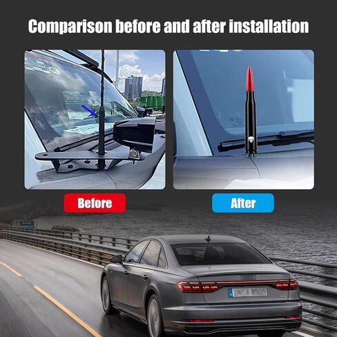 GKmow 1 PC Car Truck Bullet Antenna، تصميم جمجمة هوائي عالمي قصير للسيارة Ford F150 GM Chevy Silverado 1500 2500 3500، ملحقات شاحنات بيك اب شديدة التحمل (أحمر) in Saudi Arabia
