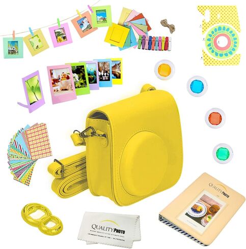 مجموعة ملحقات كاميرا فورية عالية الجودة مكونة من 12 قطعة - أخضر ليموني - متوافقة مع كاميرا Fujifilm Instax Mini 8 & Mini 9؛ حافظة مع حزام، فلاتر عدسة، ألبوم صور وإطارات + المزيد in Kuwait