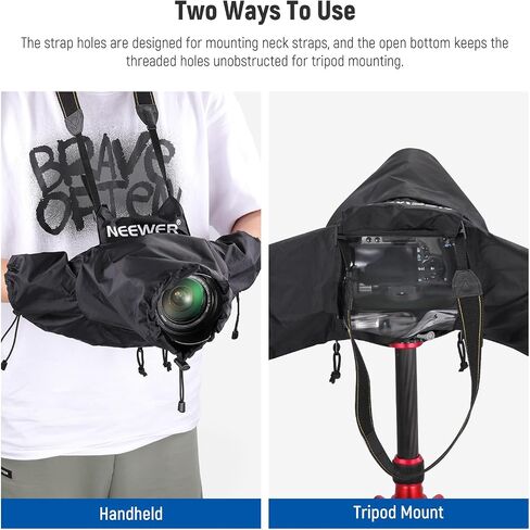 NEEWER Camera Rain Cover, Mini Size Durable Nylon Raincoat Compatible with Canon Sony Nikon Fujifilm DSLR Mirrorless Vlog Camera & 24-70mm/16-35mm Lens, with Sleeves, Drawstrings, Viewing Window,PB008 in Saudi Arabia