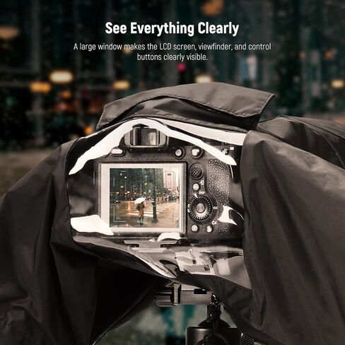 NEEWER Camera Rain Cover, Mini Size Durable Nylon Raincoat Compatible with Canon Sony Nikon Fujifilm DSLR Mirrorless Vlog Camera & 24-70mm/16-35mm Lens, with Sleeves, Drawstrings, Viewing Window,PB008 in Saudi Arabia