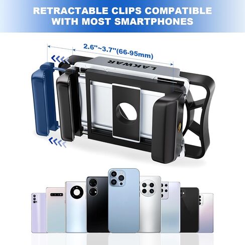 حامل محول الهاتف الذكي LAKWAR للتلسكوب، والمناظير، ونطاق الإكتشاف، والمجهر، وأحادي العين، ومشبك حامل الهاتف المحمول العالمي الكل في واحد يناسب تقريبًا أجهزة Android&iPhone in Kuwait