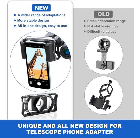 حامل محول الهاتف الذكي LAKWAR للتلسكوب، والمناظير، ونطاق الإكتشاف، والمجهر، وأحادي العين، ومشبك حامل الهاتف المحمول العالمي الكل في واحد يناسب تقريبًا أجهزة Android&iPhone in Kuwait