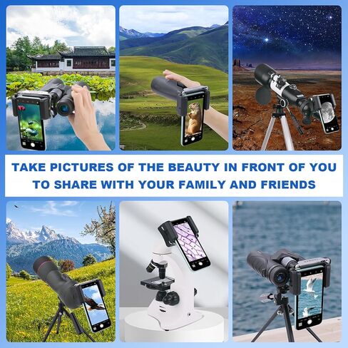 حامل محول الهاتف الذكي LAKWAR للتلسكوب، والمناظير، ونطاق الإكتشاف، والمجهر، وأحادي العين، ومشبك حامل الهاتف المحمول العالمي الكل في واحد يناسب تقريبًا أجهزة Android&iPhone in Kuwait