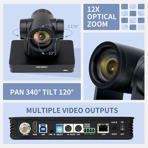 فيل وورلد كاميرا UHD4K12X 4K PTZ USB POE 12X زووم بصري للامالة والتتبع التلقائي بالذكاء الاصطناعي SDI HDMI IP للتحكم عن بعد للبث المباشر والفيديو والكنيسة والمؤتمرات والتعليم in Saudi Arabia