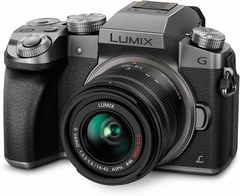 Panasonic LUMIX G7 4K Digital Camera, with LUMIX G VARIO 14-42mm Mega O.I.S. Lens, 16 Megapixel Mirrorless Camera, 3-Inch LCD, DMC-G7KK (Black) in Kuwait