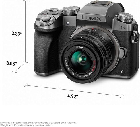 Panasonic LUMIX G7 4K Digital Camera, with LUMIX G VARIO 14-42mm Mega O.I.S. Lens, 16 Megapixel Mirrorless Camera, 3-Inch LCD, DMC-G7KK (Black) in Kuwait