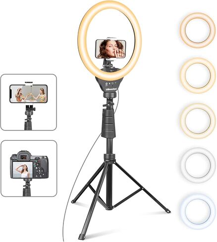 UBeesize 12 ؟؟ حلقة ضوء مع حامل ثلاثي، ضوء حلقة سيلفي مع 67 ؟؟ حامل ثلاثي، حلقة ضوء لتسجيل الفيديو؟ بث مباشر (يوتيوب، انستاجرام، تيك توك)، متوافق مع الهواتف والكاميرات ونحن in Kuwait
