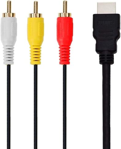 كيبل HDMI الى RCA 1080P بطول 5 اقدام/1.5 متر HDMI ذكر الى 3-RCA فيديو صوت ايه في، محول كيبل محول موصل باتجاه واحد للتلفزيون وHDTV ودي في دي in Saudi Arabia