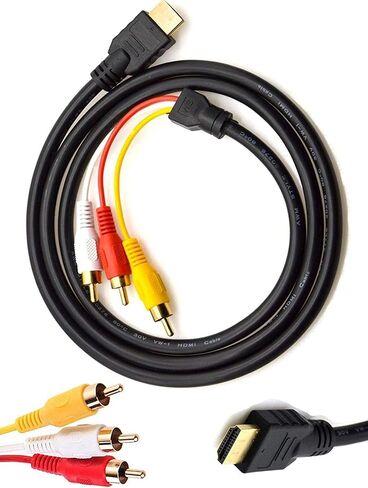 كيبل HDMI الى RCA 1080P بطول 5 اقدام/1.5 متر HDMI ذكر الى 3-RCA فيديو صوت ايه في، محول كيبل محول موصل باتجاه واحد للتلفزيون وHDTV ودي في دي in Saudi Arabia