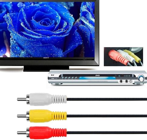 كيبل HDMI الى RCA 1080P بطول 5 اقدام/1.5 متر HDMI ذكر الى 3-RCA فيديو صوت ايه في، محول كيبل محول موصل باتجاه واحد للتلفزيون وHDTV ودي في دي in Saudi Arabia