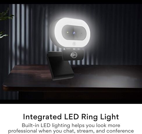 MEE audio CL8A 1080p HD Webcam with Ring Light, Microphone, Autofocus, Low Light Correction, 360° Rotation; USB Streaming Web Camera for Video Calling via Zoom/Skype on Computer PC Mac Laptop Desktop in Kuwait