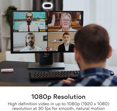 MEE audio CL8A 1080p HD Webcam with Ring Light, Microphone, Autofocus, Low Light Correction, 360° Rotation; USB Streaming Web Camera for Video Calling via Zoom/Skype on Computer PC Mac Laptop Desktop in Kuwait
