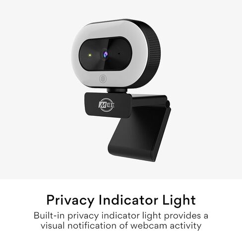 MEE audio CL8A 1080p HD Webcam with Ring Light, Microphone, Autofocus, Low Light Correction, 360° Rotation; USB Streaming Web Camera for Video Calling via Zoom/Skype on Computer PC Mac Laptop Desktop in Kuwait