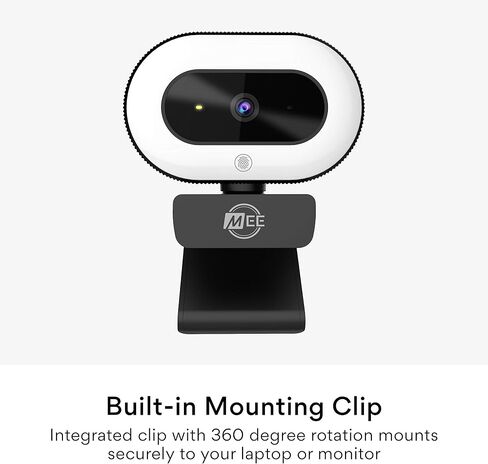 MEE audio CL8A 1080p HD Webcam with Ring Light, Microphone, Autofocus, Low Light Correction, 360° Rotation; USB Streaming Web Camera for Video Calling via Zoom/Skype on Computer PC Mac Laptop Desktop in Kuwait