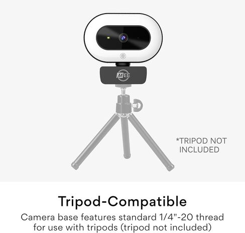 MEE audio CL8A 1080p HD Webcam with Ring Light, Microphone, Autofocus, Low Light Correction, 360° Rotation; USB Streaming Web Camera for Video Calling via Zoom/Skype on Computer PC Mac Laptop Desktop in Kuwait