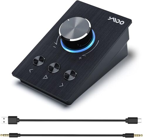 وحدة تحكم في مستوى الصوت USB S04 من يموو، مقبض تحكم في الوسائط المتعددة مع وظيفة التشغيل/الايقاف/الخلف/الامام, مقبض معدني لكتم الصوت بنقرة واحدة، تحكم مزدوج 3.5 ملم ومنفذ USB نوع C متوافق مع ويندوز in Kuwait