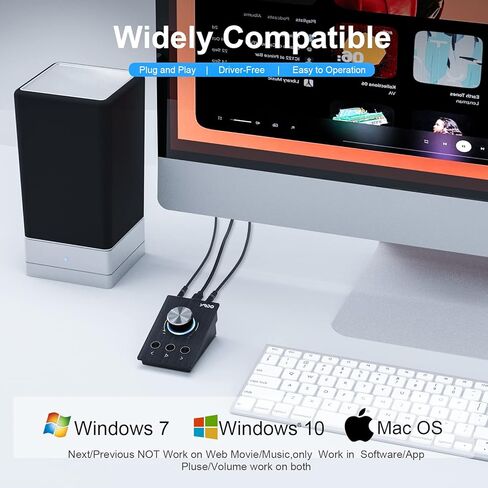 وحدة تحكم في مستوى الصوت USB S04 من يموو، مقبض تحكم في الوسائط المتعددة مع وظيفة التشغيل/الايقاف/الخلف/الامام, مقبض معدني لكتم الصوت بنقرة واحدة، تحكم مزدوج 3.5 ملم ومنفذ USB نوع C متوافق مع ويندوز in Kuwait