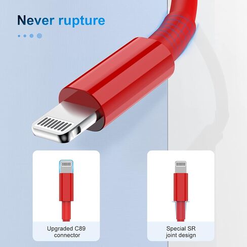 3 Pack Apple MFi Certified iPhone Charger Cable 6ft, Apple Lightning to USB Cable Cord 6 Foot, 2.4A Fast Charging,Apple Phone Long Chargers for iPhone 14/13/12/11/11 Pro/11 Max/X/XS/XR/XS Max/8/7/6 in Saudi Arabia