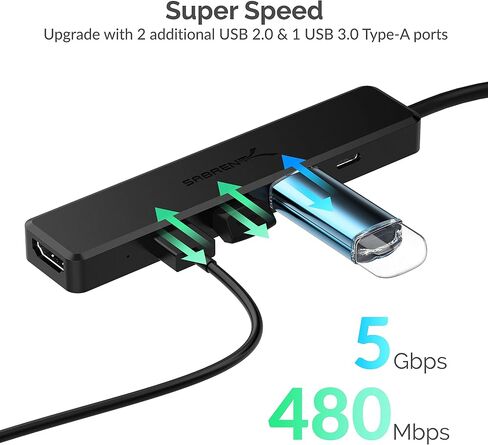 SABRENT 4 Port USB 2.0 Data Hub with Individual LED lit Power Switches [Charging NOT Supported] for Mac & PC (HB-UMLS) in Kuwait