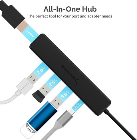 SABRENT 4 Port USB 2.0 Data Hub with Individual LED lit Power Switches [Charging NOT Supported] for Mac & PC (HB-UMLS) in Kuwait
