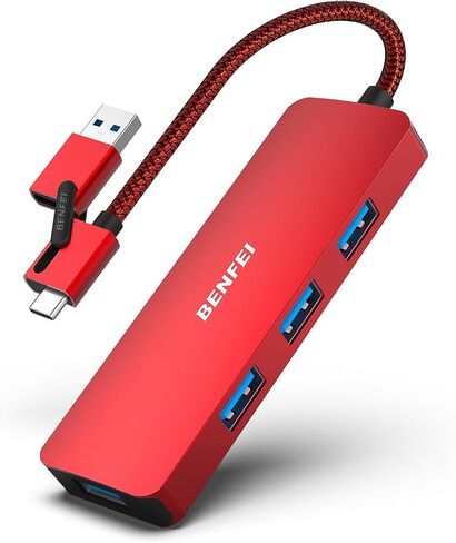 موزع USB 3.0 من BENFEI، 4 منافذ USB A موسع فائق النحافة للماوس ولوحة المفاتيح ومحرك الأقراص المحمول وقرص U والطابعة المتوافقة مع أجهزة الكمبيوتر المحمول وأجهزة الكمبيوتر المكتبية وXbox وPS5 والمزيد in Kuwait