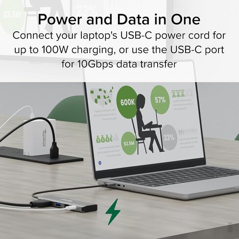 Plugable USB C Hub Multiport Adapter, 4 in 1, 100W Pass Through Charging, USB C to HDMI 4K 60Hz, Multi USB Port Hub for Windows, Mac, Ipad Pro, Chromebook, Thunderbolt (USBC-4IN1) in Saudi Arabia