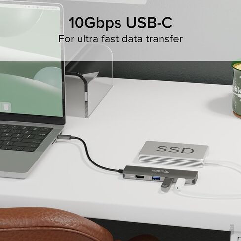 Plugable USB C Hub Multiport Adapter, 4 in 1, 100W Pass Through Charging, USB C to HDMI 4K 60Hz, Multi USB Port Hub for Windows, Mac, Ipad Pro, Chromebook, Thunderbolt (USBC-4IN1) in Saudi Arabia