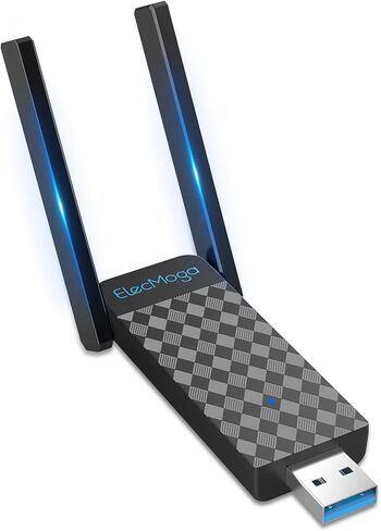محول واي فاي USB، محول الشبكة اللاسلكية ElecMoga 1300Mbps ثنائي النطاق 5 جيجا هرتز/2.4 جيجا هرتز واي فاي دونجل USB 3.0 5dBi محول واي فاي هوائي للكمبيوتر المكتبي، يدعم Windows 11/10/8.1/8/7، Mac OS 10.9-10.15 in Kuwait