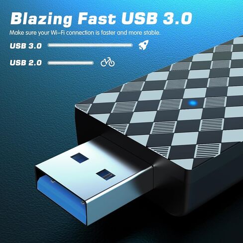 محول واي فاي USB، محول الشبكة اللاسلكية ElecMoga 1300Mbps ثنائي النطاق 5 جيجا هرتز/2.4 جيجا هرتز واي فاي دونجل USB 3.0 5dBi محول واي فاي هوائي للكمبيوتر المكتبي، يدعم Windows 11/10/8.1/8/7، Mac OS 10.9-10.15 in Kuwait