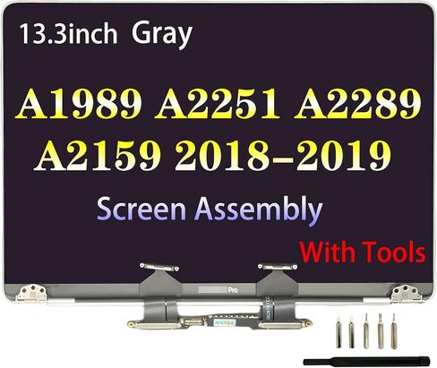 استبدال شاشة Areiliya لجهاز MacBook Pro 13.3 بوصة A1989 A2159 أواخر 2018 منتصف 2019 A2251 A2289 EMC 3214 EMC 3358 EMC 3301 Retina مجموعة شاشة LCD كاملة 2560x1600 (رمادي) in Kuwait
