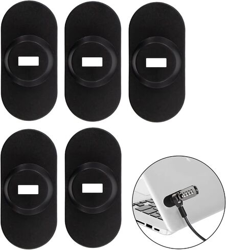 Zolunu 5 Pack لوحة أمان ذاتية اللصق مضادة للسرقة مع فتحة للكابلات لقفل أجهزة الكمبيوتر المحمولة أو Mac Book أو الأجهزة اللوحية أو iPad أو أجهزة الكمبيوتر الأخرى (أسود) in Kuwait