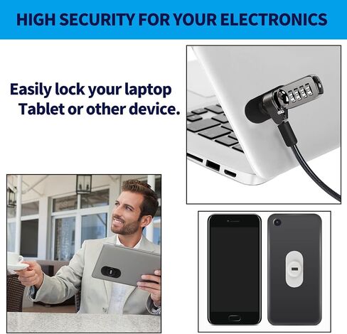 Zolunu 5 Pack لوحة أمان ذاتية اللصق مضادة للسرقة مع فتحة للكابلات لقفل أجهزة الكمبيوتر المحمولة أو Mac Book أو الأجهزة اللوحية أو iPad أو أجهزة الكمبيوتر الأخرى (أسود) in Kuwait