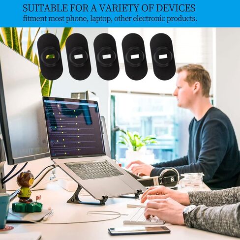 Zolunu 5 Pack لوحة أمان ذاتية اللصق مضادة للسرقة مع فتحة للكابلات لقفل أجهزة الكمبيوتر المحمولة أو Mac Book أو الأجهزة اللوحية أو iPad أو أجهزة الكمبيوتر الأخرى (أسود) in Kuwait