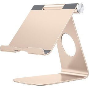 OMOTON T1 Adjustable Tablet Stand for Desk, Aluminum Holder for iPad Silver | Solid Metal Build | Charging Cutout | Anti-Slip Silicone Pads | Multi-Angle Adjustable | Fits 3.5-12.9" | Holds Thick Cases in Saudi Arabia