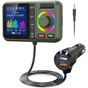 Nulaxy Bluetooth FM Transmitter for Car, Wireless Car Bluetooth V5.0 Adapter with Big Color Screen, Support QC3.0 Fast Charging, Hands-Free Call, MP3 Music Player BASS&TRE Booster, TF Card AUX-KM28 | QC3.0 Fast Charging,large display,Bluetooth V5.0,dual U in Saudi Arabia