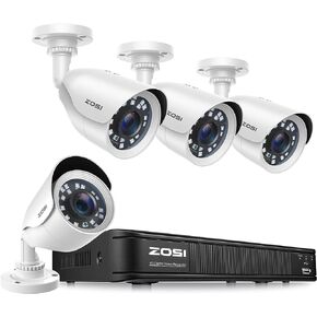 ZOSI H.265+ نظام كاميرا أمان منزلي كامل 1080 بيكسل خارجي داخلي، 5 ميجابكسل لايت CCTV DVR 8 قنوات و4 × 1080 بيكسل (2 ميجابكسل) رؤية ليلية نهارية مقاومة للطقس كاميرا مراقبة رصاصة، تنبيهات الحركة (بدون محرك أقراص ثابتة) in Kuwait