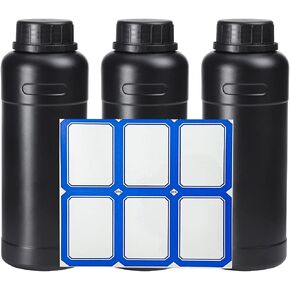 3pcs 500ml HDPE Darkroom Chemical Storage Bottle Film Photo Developing Processing Equipment with Label,Black in Kuwait
