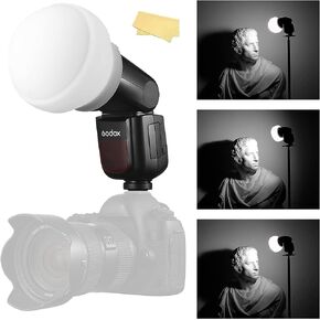 Godox AK-R22 Dome Diffuser, Flash Diffuser Modifier Compatible for Godox V1 Flash Series/AD100Pro Speedlite, Use with Godox H200R Round Flash Head for AD200/AD200Pro Monolight in Saudi Arabia