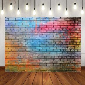 LTLYH 7x5ft Colorful Brick Wall Photo Backdrop Baby Birthday Wedding Party Photography Background Decor Studio Photo Booth A081… in Saudi Arabia