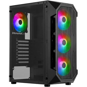 حافظة كمبيوتر ألعاب GAMDIAS ATX Mid Tower ARGB مع زجاج مقسى جانبي، مراوح ARGB PWM مدمجة 4 × 120 مم، تأثير إضاءة RGB فريد من نوعه in Kuwait