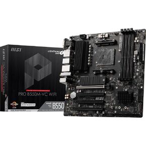 اللوحة الأم MSI PRO B550M-VC WiFi ProSeries (AMD AM4، DDR4، PCIe 4.0، SATA 6 جيجابايت/ثانية، M.2، USB 3.2 Gen 2، HDMI/DP، Wi-Fi، mATX)