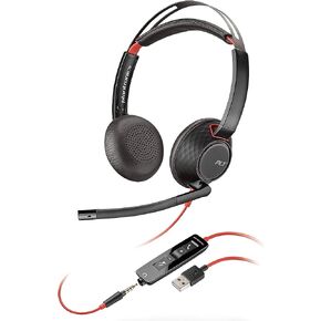 بلنترونيكس - Blackwire C5220 - سماعة رأس سلكية مزدوجة الأذن (ستيريو) مع ميكروفون بوم - USB-A، 3.5 ملم للتوصيل بجهاز الكمبيوتر أو جهاز Mac أو الجهاز اللوحي و/أو الهاتف الخلوي in Saudi Arabia