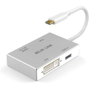 USB-C(Thunderbolt 3) to HDMI VGA DVI Adapter, Type C to HDMI VGA DVI Gold-Plated Connector 3 in 1video Adapter, for Huawei Mate 10/MacBook Pro/Dell XPS 13/Chromebook Pixel(Black)
