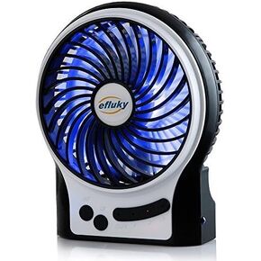 efluky 3 Speeds Mini Desk Fan, Rechargeable Battery Operated Fan with LED Light, Portable USB Fan Quiet for Home, Office, Travel, Camping, Outdoor, Indoor Fan, 4.9-Inch, Black