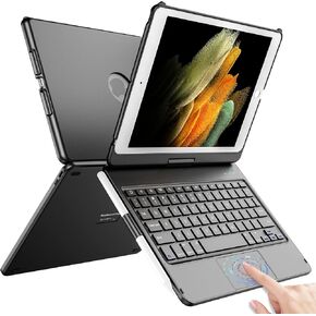 Touchpad Keyboard Case for iPad 10.2 9th/8th/7th Gen, Keyboard Case for iPad 9th Generation/8th/7th Gen-360° Rotatable Protective Cover with Pencil Holder (Black)