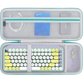 Hard Carrying Case for Logitech POP Keys Mechanical Wireless Keyboard, Portable Bluetooth Wireless External Keyboard Travel Case Bag, Extra Mesh Pocket Fits Mouse Included USB Dongle,Turquoise