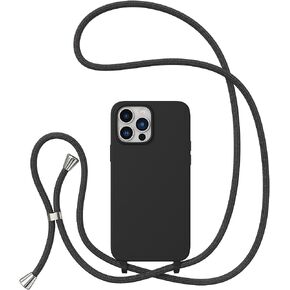 ZTOFERA Crossbody Case for iPhone13 Pro,iPhone13 Pro with Lanyard Strap Protective Case Adjustable Neck Rope Liquid Silicone Soft Cover for iPhone13 Pro 6.1 Inch,Black