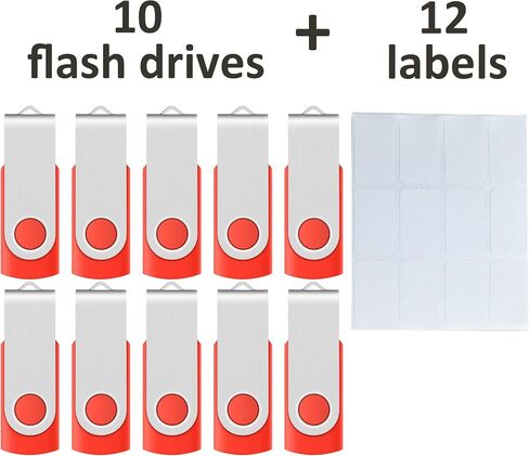Enfain 16GB USB 2.0 Flash Drive 10 Pack | Swivel Thumb Drives with 31 Labels | Gift-Ready Packaging for Corporate Events, Office & Team Distributions (Black) in Kuwait
