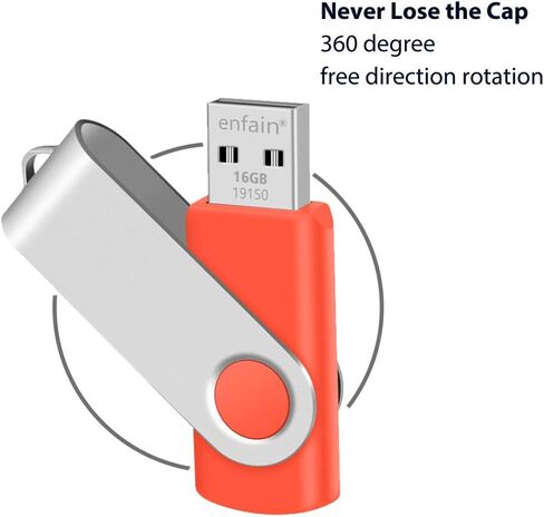 Enfain 16GB USB 2.0 Flash Drive 10 Pack | Swivel Thumb Drives with 31 Labels | Gift-Ready Packaging for Corporate Events, Office & Team Distributions (Black) in Kuwait